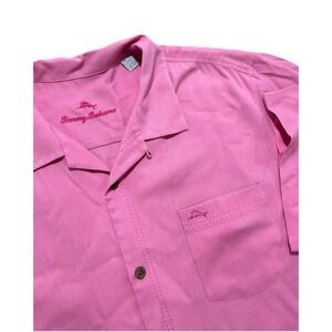Tommy Bahama Men's XXL Silk Blend Short Sleeve Button Up Shirt Pink